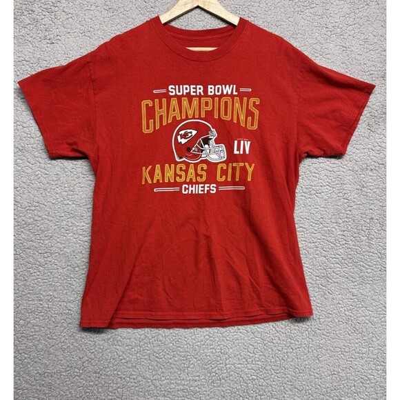 Kansas City Chiefs Fanatics Super Bowl Champions LIV Red T Shirt Size Large - Picture 1 of 8